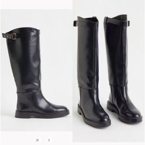 H&M NWT Black knee high faux leather black boots - sold out boots